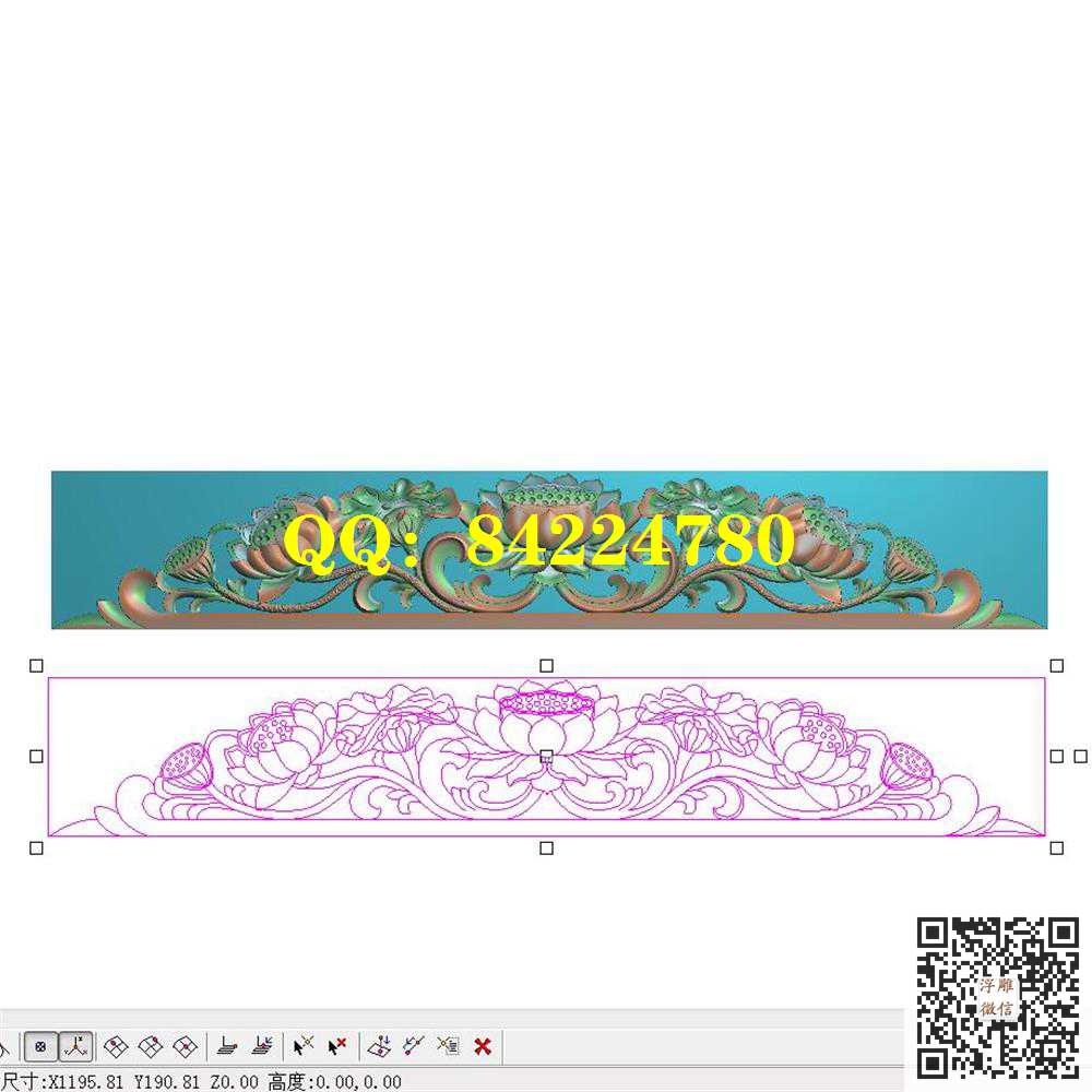 25荷花贴花673佛龛帽头精雕图灰度图