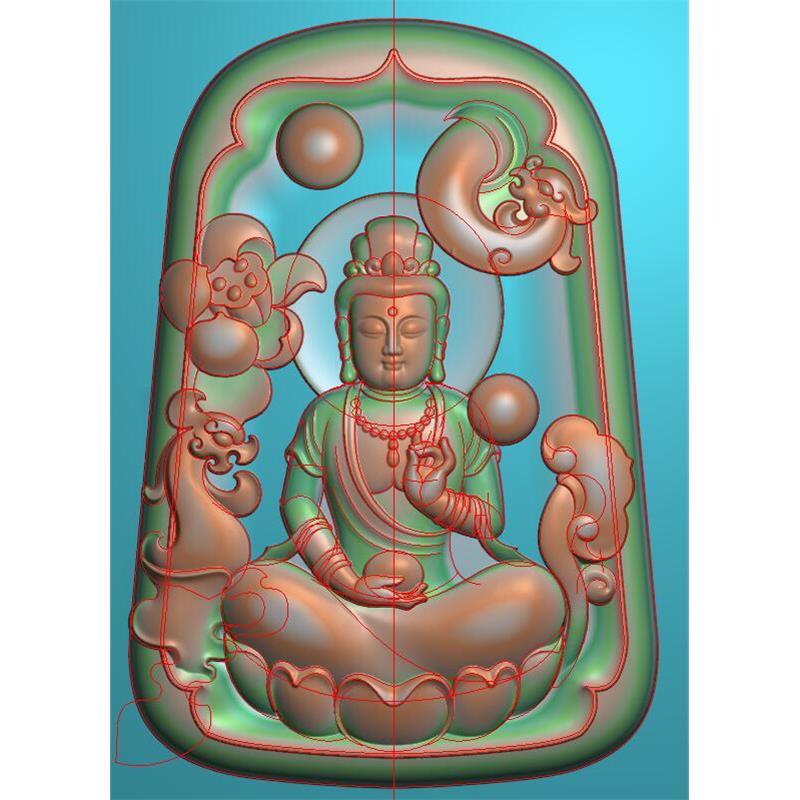 观音坐莲台牌子精雕图jdp灰度图bmp电脑雕刻浮雕图数控雕刻机图素材