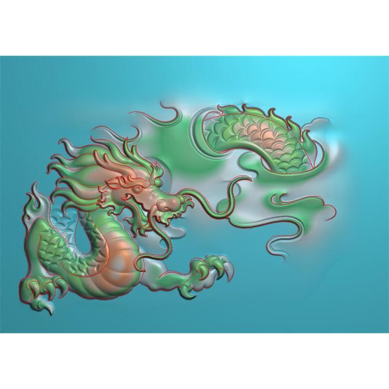 飞龙精雕图jdp盘龙仿古龙灰度图石雕龙云中龙bmp电脑雕刻浮雕图数控